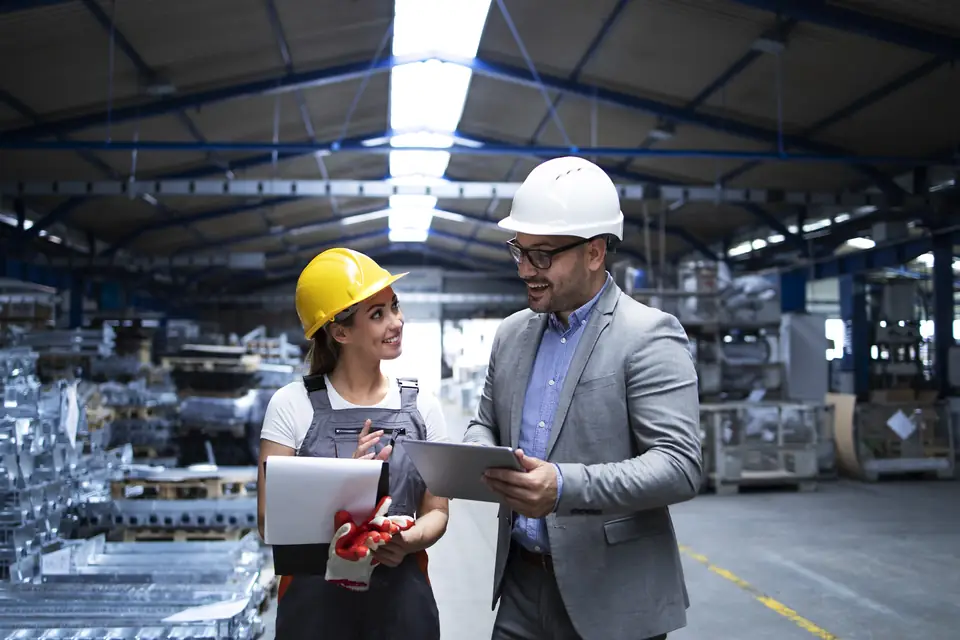 Engineers in an industrial facility