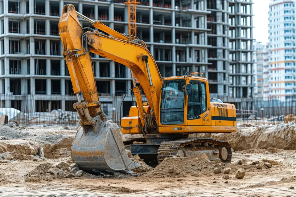 Heavy equipment at a construction site